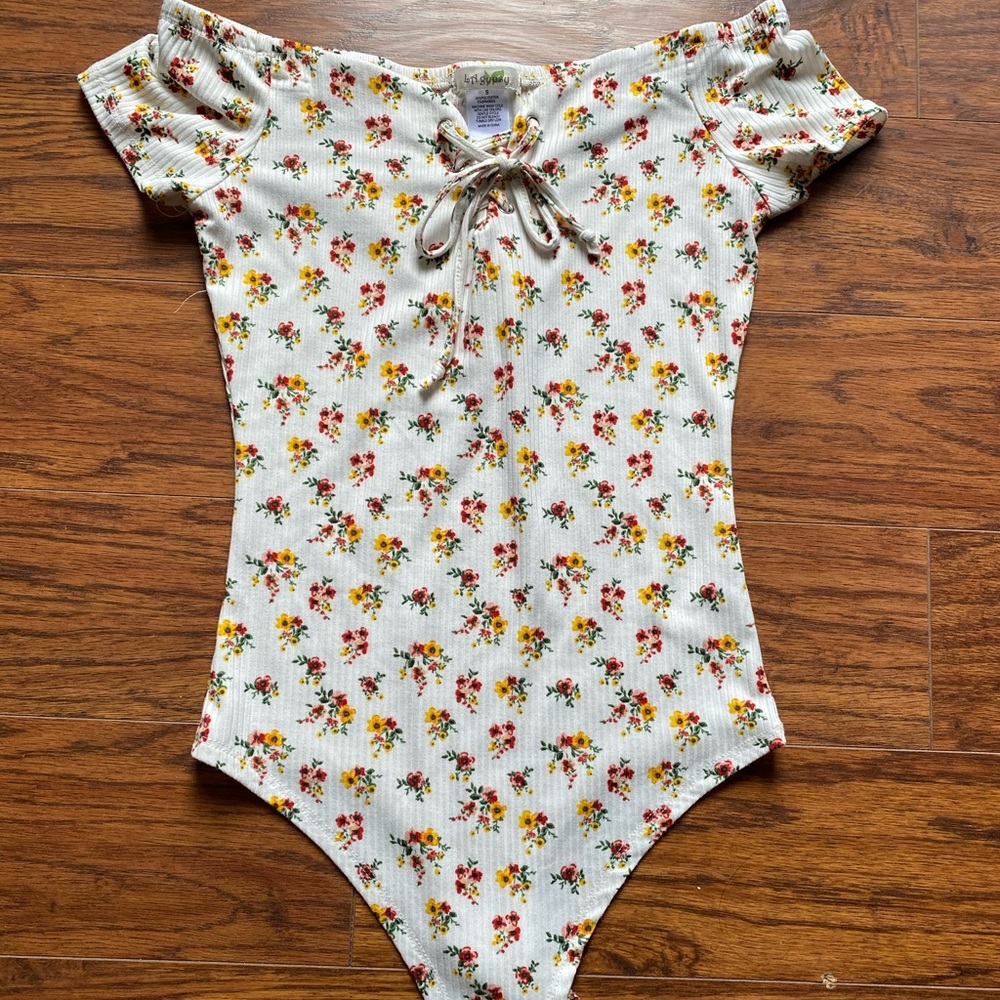 white floral body suit